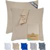 Terra Beds Federa per cuscino 80 x 80 cm (set da 2) - 100% cotone jersey 160 g/m2, certificato Oeko-Tex, federa 80 x 80 cm, per cuscino 80 x 80 cm, con chiusura lampo, morbida e traspirante - (beige)