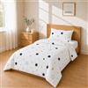 Homebliss Set Copripiumino 140x200 + 50x80 1PCS, Bianco con Stelle Blu Navy e Oro | Sacco copripiumino in microfibra spazzolata con federe 50x80 coordinate, cinque misure dal singolo al matrimoniale grande