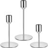 BOJIUKEJI Confezione da 3 portacandele in argento, portacandele, portacandele, candelieri in metallo da 16,5/13,5/9cm vintage per cene a lume di candela, matrimoni, feste, decorazione della tavola