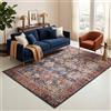 TAPISO Ispahan Tappeto Orientale Classico Persiano Vintage Motivo Medaglione - Tappeto Stampato con Fondo Antiscivolo Blu Scuro Rosso Ruggine Soggiorno Camera da Letto Oeko-Tex 120 x 170 cm