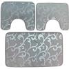 Corredocasa Set 3 Pezzi tappetini da Bagno Antiscivolo in Memory Foam Morbidi e assorbenti con Disegni - Tappeto Grande e 2 Contorno WC - Vari Colori Eleganti (Grigio Dorato)