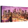 Wallazz Quadri Moderni Soggiorno New York, Skyline - 100% Made in Italy - Stampa HD su Tela Canvas - Quadro Camera da Letto - Qualità Artigianale - 50x100cm