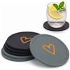 Ksriylm Set di 6 sottobicchieri rotondi in silicone, motivo minimalista a forma di cuore, antiscivolo, anti-trabocco, decorazione per la tavola e protezione per tazze da caffè, vino, bicchieri, casa e
