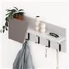 Shally Dogan Mensola Appendiabiti da Parete con 4 Ganci Doppi, Scaffale Attaccapanni da Muro con Struttura Salvaspazio Design Moderno, Ideale per Ingresso Casa, Ufficio, 74 x 15.5 x 26 cm