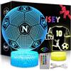 Eygerur 2 Pezzi Napoli Calcio Luce Notturna Bambini, Regalo de Calcio per Ragazze e Ragazzi 2-12 Anni, Lampade 3D Illusione con 16 Cambi di Colore
