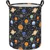 HUNRUNG Solar System - Cesto portabiancheria per bambini, pieghevole, con manici, organizer per vestiti e giocattoli (rotondo, solare)