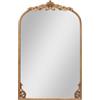 HOMASIS Specchio Decorativo da Parete (Dorato, 76 x 51 cm) | in Barocco ad Arco per Soggiorno, Bagno e Camera da Letto, Parte Superiore Intagliata, Cornice in Metallo