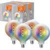 LEDVANCE Lampada LED SMART+ WIFI, vetro chiaro, 4,8 W,470 lm, forma Globo con diametro 125 mm e E27, colore e luce bianca regolabili, dimmerabile, app o controllo vocale, lunga durata, confezione da 4
