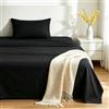 VKZ Set Lenzuola Una Piazza e Mezza Cotone con Angoli, Completo Letto Una Piazza e Mezza in Puro Cotone per Biancheria da Letto Confortevole e Durevole,NERO