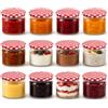 com-four® 12x Vasetti 230 ml con Tappo a Quadretti Rosso Bianco | Barattoli TO 82 mm per conserve e riempimento, ideali per marmellata, gelatina, chutney e porridge