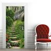 A.Monamour Adesivo Porta Autoadesiva 3D Gradini Di Pietra Tra L'Erba In Giardino Vinile PVC Adesivi per Porte Interne Pellicola Adesiva Poster Sticker Murale Parete Carta da Parati 77x200cm