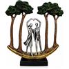 Kityemo Scultura coppia in resina con gesto del cuore, due alberi | Coppia con le braccia alzate a formare un cuore sotto due alberi; decorazione simbolica e regalo per coppie.