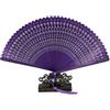 Generic Ventaglio pieghevole a mano, ventaglio manuale intagliato in bambù vuoto, ventaglio portatile con nappe per decorazione da parete/matrimonio (Stile Viola-A)