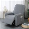 Chickwin Copripoltrona Relax Reclinabile 1/2/3/4 Posto, Jacquard Copripoltrona Relax con Tasche Fodere Poltrona Lavabile Rimovibile, Copertura per Poltrona Reclinabile (Grigio Chiaro,1 Posto)