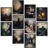 Benjia Set di 10 Halloween Gotico Decorazioni 20x25cm - Immagini Estetiche Dark Academia,Decorazione gotica per la casa vintage Poster Raccapriccianti per Casa Infestata Festa Castello (Senza Cornice)