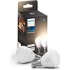 Philips Hue White, Sferetta luce smart LED E14, Confezione da 2 | 5.7 W, Dimmerabile, Smart Home, Controllo con bluetooth e Hue App, Compatibile con Alexa e Apple HomeKit