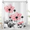 Hnmdmyi Tenda da doccia Fiori 180x200, Rosa e Grigio Daisy Fiore Elegante Fiore Selvatico Design Fattoria Poliestere Impermeabile Tessuto Lavabile Tenda da bagno con Gancio