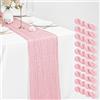 Pesonlook Confezione da 10 runner da tavola in garza rosa chiaro, 53,3 x 304,8 cm, rustico, bohémien, in garza, romantico, lungo, per matrimoni, festival,