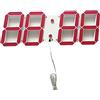 Redlution - Grande orologio da parete LED, telecomandato, numeri 3D grandi, design digitale, con sveglia e termometro, calendario, Snooze, conto alla rovescia, ore/minuti, Weiße&Rot