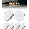 Bonlux Set di 6 faretti a LED da incasso, 12 V, bianco caldo, 3000 K, dimmerabili, 3 W, faretti da incasso da soffitto, ultra piatti, per barca, roulotte, camper, armadio