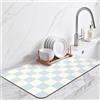 LIMNUO Tappetino Scolapiatti a Scacchi per Piani di Lavoro da Cucina e Angoli Bar, Tappetino Scolapiatti Moderno ed Elegante, Tappetino Scolapiatti Assorbente (Azzurro Chiaro, 30X50cm)