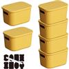 CNKHDZ Set da 6 contenitori con coperchio, contenitori impilabili con coperchio, contenitori in plastica per scaffali, cucina e bagno (Giallo, 25.5 * 18 * 15.4cm)