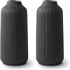 Flature Vaso in Ceramica in Stile Nordico, Grande Deco per Erba di Pampa e Decorazione Boho, Vaso Nero Opaco 25 cm per Fiori, Decorazione Scandinava per Casa (Confezione da 2)