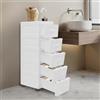 YEITBY Cassettiera in plastica, con 5 cassetti, cassettiera portaoggetti, per bagno, soggiorno, cassettiera salvaspazio, chiusura ermetica, bianco, 25 x 34 x 82 cm
