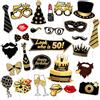 G2PLUS 32 Pezzi Photo Booth Compleanno Accessori: Accessori Photo Booth per 50 Anni noir et or Regalo Uomo e Donna per compleanno festa matrimonio Natale