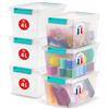 Iris Ohyama, Scatola Portaoggetti in Plastica con Coperchio, 4 L, Set da 6, Turchese, Chiusure a Clip, Impilabile, per Bagno, Sala Giochi, Camera, Trasparente, COB-4