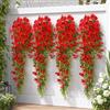Generic 4 fiori artificiali realistici, resistenti ai raggi UV, piante finte petunia da appendere, per portico, patio, esterni