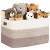 MYHOMMATTO Grande Contenitore 60L in corda di cotone, cesto per giocattoli, coperte, vestiti, cesto per biancheria intrecciato con maniglie, per arredo camera bambini o soggiorno, sfumatura marrone