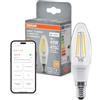 OSRAM Lampada LED SMART+ B40 4W E14 candela trasparente bianco caldo | SMART+ MATTER Filament Dimmable Classic, LED Lamps, Chiaro, 15000 h, confezione da 1