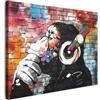 MuchoWow© Quadro Moderno Soggiorno Decorazioni Da Parete Quadri Su Tela Da | 70x50 cm - Salotto Grandi Foto Con Cornice Stampe Su Tela Camera Da LettoGraffiti - Scimmia - Street art - Musica