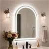 VASUHOME Specchio da bagno a LED ad arco da 61 x 81,3 cm con luci, retroilluminato + specchio da bagno a doppia illuminazione frontale per parete, anti-appannamento, dimmerabile in 3 colori