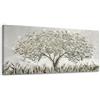 Lupia - Quadro Moderno BRILLANT con Glitter ALBERO GREY GLITTER | Stampa su Tela Poliestere | Decorazione Artigianale Italiana, Arte da Parete per Soggiorno e Ufficio | 52x122 cm, telaio Legno