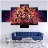 LCCWLH Stampe su Canvas 5 Pannelli Film Marvel Avengers Infinito Guerra Super Eroe Poster Decorazione Murale 100 * 200 Cm D Frameless