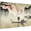 Runa Art Quadro Giappone Moderni Murale - Made in Germany - Giapponese Motivi Marrone Rosso Soggiorno Camera da letto 050715a