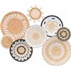 SZKKQKJ Confezione da 8 decorazioni da parete in stile boho, rotonde da appendere a mano, in rattan, per soggiorno, rustico, piatto, elegante, tavolo, fattoria, camera da letto, cucina e casa