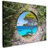 MuchoWow© Stampe su Tela Foto Quadri Moderni Camera da Letto Canvas Quadro | 40x30 cm - Salotto Decorazione Parete Mare - Albero - Tropicale - Vista dalla finestra