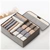 Generic Scatola portaoggetti in lino con coperchio - Organizer multi-sezione a 13 scomparti per vestiti, calzini e uso domestico (Grigio)