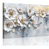 WENGTIAO Stampa su Tela Peonia Bianca Floreale Incorniciato Grande | Quadro su Tela Estetica Fiori Bianchi Pittura Quadri Moderni Soggiorno Camera da Letto Casa Decorativo Parete 120x80 cm