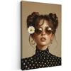 MuchoWow© Quadri Moderni Camera Da Letto Foto Quadro Con Cornice | 80x120 cm - Decorazioni Parete Soggiorno Stampa Su Tela Moderna Casa Salotto Poster Donna - Beige - Fiore - Moderno