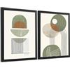 Nacnic Set 2 Quadri Astratti Verdi Moderni Arredamento Salotto Camera Da Letto Cucina Bagno A4 Cornice Nera