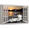 Feeby Quadro su Tela Non Tessuta - Stampa Su Tela - 30x20 cm - Decorazioni Camera - Finestra Buddha Pietre Zen - Decorazione Murale - Moderno Soggiorno - quadri moderni soggiorno - poster