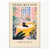GAINOW Quadro vintage Henri Matisse su tela, divertente poster nero di gatti da bagno, dolce stampa da bagno di gatti, decorazione murale rosa-verde con effetto dopamina, immagine tropicale botanica di fiori