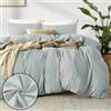 puredown 1PCS Copripiumino Singolo 155x200cm+ 2PCS Federe in Microfibra 80x80cm, Set di Copripiumino Monocromatica per Letto Singolo, Traspirante, Morbida, Oeko-Tex, Grigio lunare