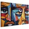 murando - Quadro Moderno Acustico per Soggiorno, Picasso Volti, 120x80 cm | Chiodi Inclusi, 1 Pezzo, Quadri Moderni Grandi, Pannelli Fonoassorbenti Decorativi, Volti Cubisti, Stile AI
