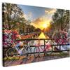 MuchoWow© Quadri Moderni Camera Da Letto Foto Quadro Con Cornice | 120x80 cm - Decorazioni Parete Soggiorno Stampa Su Tela Moderna Casa Salotto PosterAmsterdam - Tramonto - Ciclismo - Fiori