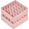 DIMJ Organizer Armadio - Set di 2 Organizer Cassetti Pieghevoli 48 Scomparti (2x24), 30 x 30 x 9 cm, Divisori per Cassetti in Non Tessuto, per Calzini, Vestiti, Biancheria Intima, Cravatte, Rosa